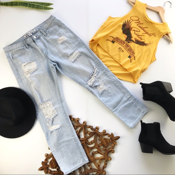 HIDDEN JEANS Denim - HIDDEN JEANS SLIM BOYFRIEND DISTRESSED